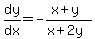 dy%2Fdx=-%28x%2By%29%2F%28x%2B2y%29