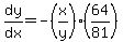 dy%2Fdx=-%28x%2Fy%29%2864%2F81%29