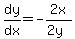 dy%2Fdx=-2x%2F%282y%29