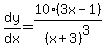 dy%2Fdx=10%283x-1%29%2F%28x%2B3%29%5E3