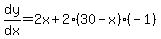 dy%2Fdx=2x%2B2%2830-x%29%28-1%29
