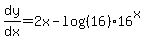 dy%2Fdx=2x-log%28%2816%29%29%2A16%5Ex