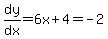 dy%2Fdx=6x%2B4=-2