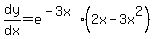 dy%2Fdx=e%5E%28-3x%29%282x-3x%5E2%29