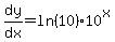 dy%2Fdx=ln%2810%29%2A10%5Ex