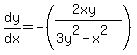 dy%2Fdx+=+-%28%282xy%29%2F%283y%5E2+-+x%5E2%29%29
