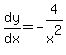 dy%2Fdx+=+-4%2Fx%5E2