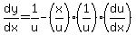 dy%2Fdx+=+1%2Fu+-+%28x%2Fu%29%2A%281%2Fu%29%28du%2Fdx%29