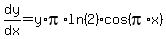dy%2Fdx+=+y%2Api%2Aln%282%29cos%28pi%2Ax%29
