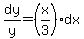 dy%2Fy=%28x%2F3%29dx