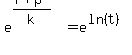 e%5E%28%28f%2Bp%29%2Fk%29+=+e%5E%28ln%28t%29%29