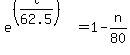 e%5E%28%28t%2F62.5%29%29=1-n%2F80