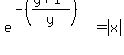 e%5E%28-%28%28y%2B1%29%2Fy%29%29+=+abs%28x%29