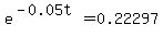 e%5E%28-0.05t%29=0.22297