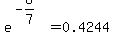 e%5E%28-6%2F7%29=0.4244