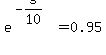 e%5E%28-s%2F10%29+=+0.95