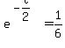 e%5E%28-t%2F2%29+=+1%2F6
