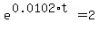e%5E%280.0102%2At%29+=+2
