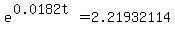 e%5E%280.0182t%29+=+2.21932114