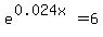 e%5E%280.024x%29=6