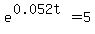 e%5E%280.052t%29=5
