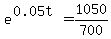 e%5E%280.05t%29=1050%2F700