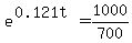 e%5E%280.121t%29+=+1000%2F700