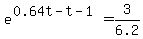 e%5E%280.64t-t-1%29=3%2F6.2