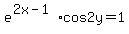 e%5E%282x-1%29+%2Acos2y+=+1+