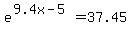 \"e%5E%289.4x-5%29=37.45\"