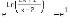 e%5E%28Ln%28%282x%2B1%29%2F%28x-2%29%29%29+=+e%5E1