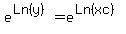 e%5E%28Ln%28y%29%29=e%5E%28Ln%28xc%29%29