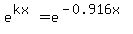 e%5E%28kx%29=e%5E%28-0.916x%29