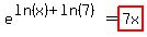 e%5E%28ln%28x%29%2Bln%287%29%29=highlight%287x%29