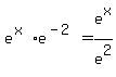 e%5E%28x%29%2Ae%5E%28-2%29=e%5Ex%2Fe%5E2
