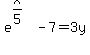e%5E%28x%2F5%29-7+=+3y