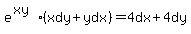 e%5E%28xy%29%28xdy%2Bydx%29=4dx%2B4dy