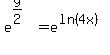 e%5E%28y%2F2%29+=+e%5E%28ln%284x%29%29+