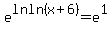e%5Elnln%28x%2B6%29+=+e%5E1
