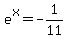 e%5Ex+=+-1%2F11