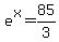 e%5Ex+=+85%2F3