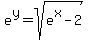e%5Ey+=+sqrt%28e%5Ex-2%29