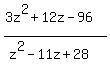 expr%28%283z%5E2%2B12z-96%29%2F%28z%5E2-11z%2B28%29%29