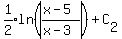 expr%281%2F2%29ln%28abs%28%28x-5%29%2F%28x-3%29%29%29%2BC%5B2%5D