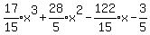 expr%2817%2F15%29x%5E3%2Bexpr%2828%2F5%29x%5E2-expr%28122%2F15%29x-3%2F5