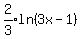 expr%282%2F3%29ln%283x-1%29