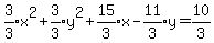 expr%283%2F3%29x%5E2%2Bexpr%283%2F3%29y%5E2%2Bexpr%2815%2F3%29x-expr%2811%2F3%29y=10%2F3