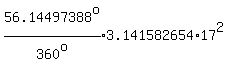 expr%2856.14497388%5Eo%2F360%5Eo%29%2A3.141582654%2A17%5E2