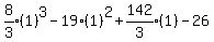 expr%288%2F3%29%281%29%5E3-19%281%29%5E2%2Bexpr%28142%2F3%29%281%29-26