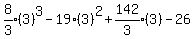 expr%288%2F3%29%283%29%5E3-19%283%29%5E2%2Bexpr%28142%2F3%29%283%29-26